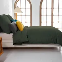 Trankielo – Bettwäsche-Set, olivgrün, 135 x 200 cm – Mikrofaser, bügelfrei & knitterarm, 2-teilig