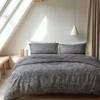 Trankielo - Bettbezug 220 x 240 cm aus Baumwolle - Grau, inklusive 2 Kissenbezügen - Geeignet für empfindliche Haut