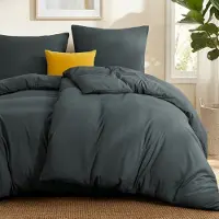Trankielo – Bettwäsche-Set, 135x200 cm – 4-teilig, Mikrofaser, Anthrazit – Atmungsaktiv, pflegeleicht