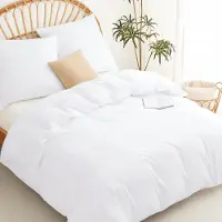 Trankielo - Bettbezug-Set 200x200 cm - 100% Mikrofaser - Inklusive 2 Kopfkissenbezügen - Weiß