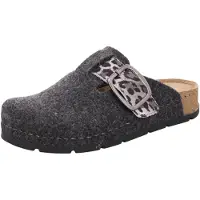 Rohde Damen Pantoffel Hausschuh Filz Clog Schnalle Memoryfußbett D.Soave 6012, Größe:40 EU, Farbe:Grau