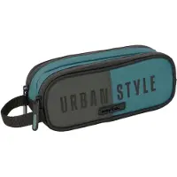 OEM Schlampermäppchen für Kinder, 21x6x8 cm, Grau/Blau, Polyester