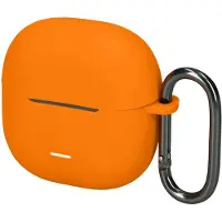 Kwmobile Schutzhülle für Xiaomi Redmi Buds 6 Lite Hülle - TPU Silikon Case für Kopfhörer Ladecase - stoßfestes Cover mit Karabiner - Orange