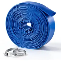 Vevor Rückspülschlauch 1,5 Zoll 15,2 m PVC Flachschlauch Ablaufschlauch für Poolentwässerung und Bewässerung mit 90 psi, Anschlusswahl ohne Vorinstallierte Kupplungen für Verschiedene Pumpensysteme