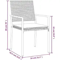 vidaXL Gartenstühle mit Kissen 6 Stk. Schwarz 54x62,5x89cm Poly Rattan