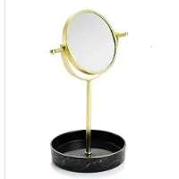 Merkloos Beidseitiger Make-up Spiegel mit Marmor-Muster in Schwarz