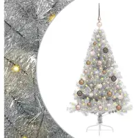vidaXL Künstlicher vorbeleuchteter Weihnachtsbaum Silber 120 cm PET