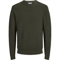 Jack & Jones Rundhalspullover "JJEBRODY KNIT CREW NECK", Herren, Gr. M, grün (rosin), Strick, Obermaterial: 100% Baumwolle, unifarben, normal, Rundhals, Bündchen, Pullover Rundhalspullover, Baumwolle
