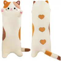 Merkloos Langer, flauschiger Kuscheltier-Katze, Kawaii, riesiges Stofftier für Kinder und Erwachsene, Beige, 70 cm