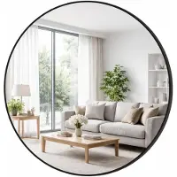 Merkloos Runder Badspiegel Schwarz 50cm mit Industriellem Design
