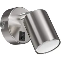 Ledscom.de Wandspot WAIKA, einflammig, mit Schalter, GU10, chrom matt, inkl. GU10 LED Lampe (weiß, 4,888W, 450lm, 100°) – Edelstahl / 450lm (5w) / Lichtfarbe: Weiß, Größe 1 Stück (1er Pack)
