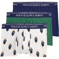 Ralph Lauren für Herren. 714830299228 Set 3 Boxershorts aus Baumwolle mit marineblauem, grünem, weißem Gummiband (XL), Homewear