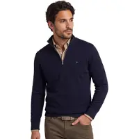 Tommy Hilfiger Troyer "BT-PIMA ORG CTN CASHMERE ZMOCK-B", Herren, Gr. XXL, schwarz, Strick, Obermaterial: 95% Baumwolle, 5% Kaschmir, BIG & TALL, Bündchen, Pullover Troyer, Große Größen, Topseller