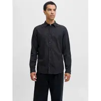 Jack & Jones Langarmhemd "JJECLASSIC MELANGE SHIRT L/S NOOS", Herren, Gr. S, N-Gr, grau (dunkelgrau melange), Web, Obermaterial: 100% Baumwolle, meliert, comfort fit, Hemden Langarmhemd