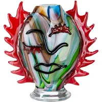 Gilde Tischvase "Gesichtsvase Pepito", bunt (mehrfarbig), B:23cm H:26cm T:12cm, Glas, Vasen, Tischvase