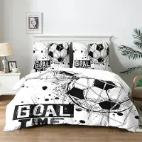 Trankielo - Kinderzimmer-Decke mit Fußballmotiv, 200x200 cm - Mikrofaser, 3D-Fußballmuster, maschinenwaschbar, 2 Kissenbezüge 65x65 cm