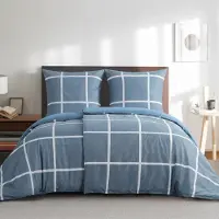 Trankielo – Bettwäsche-Set, 135 x 200 cm – 4-teilig – Mikrofaser – Denimblau – Atmungsaktiv und bügelfrei