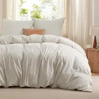 Trankielo – Bettwäsche-Set, 200 x 200 cm – 3-teilig – Natürliche Farbe – Weiches Polyester – Atmungsaktive Mikrofaser