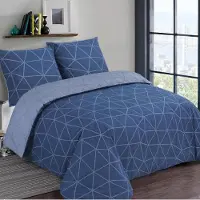 Trankielo - Bettbezug-Set 240 x 220 cm - 100% Baumwolle mit 2 Kopfkissenbezügen - Atmungsaktiv, mit - - Blau und himmelblau