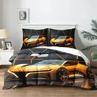 Trankielo – Bettwäsche-Set, 200x200 cm, aus Mikrofaser – Sportliches Rennwagen-Design mit 2 Kopfkissen, 65x65 cm