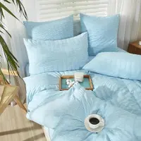 Trankielo – Bettwäsche-Set, 220x240 cm – Blauw, aus Mikrofaser mit Reißverschluss – Atmungsaktiv und pflegeleicht