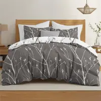 Trankielo - Bettbezug 155x220 cm - Aus Mikrofaser, mit Reißverschluss - 2 Kopfkissenbezüge 80x80 cm -
