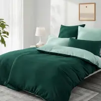 Trankielo – Bettwäsche-Set, 135x200 cm – 4-teilig – dunkelgrün/salbeigrün – -Mikrofaser