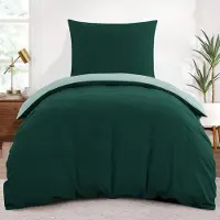 Trankielo – Bettwäsche-Set, 155 x 220 cm – 2-teilig – Dunkelgrün/Salbei – Weiche Mikrofaser –