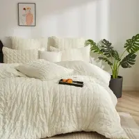Trankielo – Seersucker-Bettwäsche-Set, 135 x 200 cm – Mikrofaser, Karomuster, Beige, Atmungsaktiv, Reißverschluss, 2-teilig