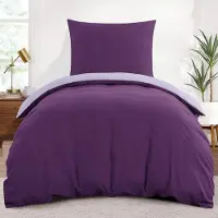 Trankielo - Bettwäsche-Set, 155 x 220 cm - Lila/Lavendel - 2-teilig - Weiche Mikrofaser - Wendbares Design