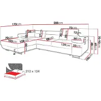 Mirjan 24 Ecksofa Torezio Mini, Stilvoll Eckcouch mit Bettkasten und Schlaffunktion, Einstellbare Kopfstützen, 280x170x70-90 cm (Farbe: Flow 09, Seite: Links)