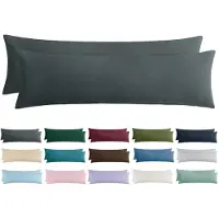 Trankielo - Kissenbezüge, 40 x 145 cm - 2er-Set - Anthrazit - Mikrofaser - Weich - Mit Reißverschluss