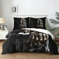 Trankielo - Gothic-Bettwäsche-Set, 3-teilig - Schädelmuster - Mikrofaser - 200x200 cm + 2 Kopfkissenbezüge