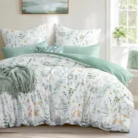 Trankielo - Bettwäsche-Set, 200x200 cm - Mikrofaser, mit Blumenmuster - Inklusive 2 Kopfkissenbezügen, 80x80 cm