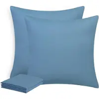 Trankielo - Kissenbezugs-Set, 2 Stück - 80x80 cm - Mikrofaser - Atmungsaktiv und weich - Jeansblau