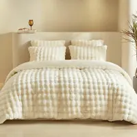 Trankielo - Bettbezug aus Fleece, 240x220 cm - Warme Winterbettwäsche, 2 Kopfkissenbezüge 65x65 cm, beige