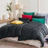 Trankielo - Flanell-Bettwäsche-Set, 135 x 200 cm - 4-teilig, Anthrazit - maschinenwaschbar und pflegeleicht