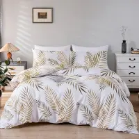 Merkloos Damier Bettwäsche Set 135 x 200 cm mit Blattmuster