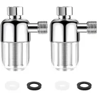 Merkloos Wasserfilter-Set, bestehend aus 2 Teilen – Duschfilter – Wasserhahnfilter – Wiederverwendbarer Enthärter – Edelstahl 316 – Einfache Montage ohne Werkzeug