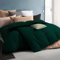 Trankielo – Bettwäsche-Set, 135 x 200 cm – Dunkelgrünes Mikrofaser – Bügelfrei und knitterarm – Set bestehend aus 4 Teilen mit Reißverschluss