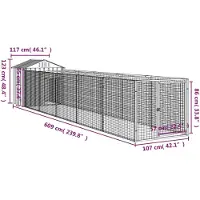vidaXL Hundehütte mit Dach Anthrazit 117x609x123 cm Verzinkter Stahl