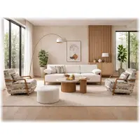 AEA 3 Sitzer Sofa Sessel Couchtisch Beistelltisch Stil modern Farbe beige