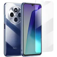 Avizar , Silikonhülle für Xiaomi Redmi 14C mit 9H kratzfestem Panzerglas, Transparent