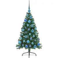 vidaXL Künstlicher vorbeleuchteter Weihnachtsbaum Grün 120 cm PVC