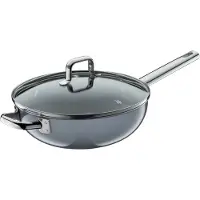 WMF Fusiontec Mineral Wok mit Glasdeckel, 28 cm, Platinum 3201113916 4000530750693
