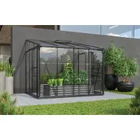 Pergart Vitavia Anlehn-Gewächshaus "Osiris 5200" schwarz 5,2 m² 3 mm ESG, 6 mm HKP