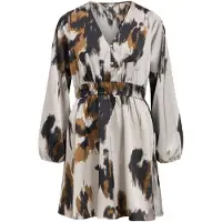 Object Elastic Waist Gesmoktes Kleid Grau 38