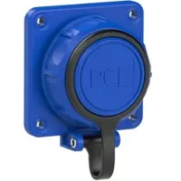 Pce 20341-8bc Schutzkontakt-Anbausteckdose 75x75 fb mit Shutter und Deckelband IP66/68 (blau) 203418bc