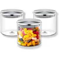 Wilmax England Wilmax Vorratsglas 600 ml mit Edelstahldeckel 3er-Set Transparent