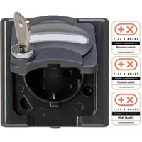 Kopp 103915005 BLUE ELECTRIC - Schutzkontakt-Steckdose mit Klappdeckel und Sicherheitsschloss (Nr. 5), Farbe: anthrazit